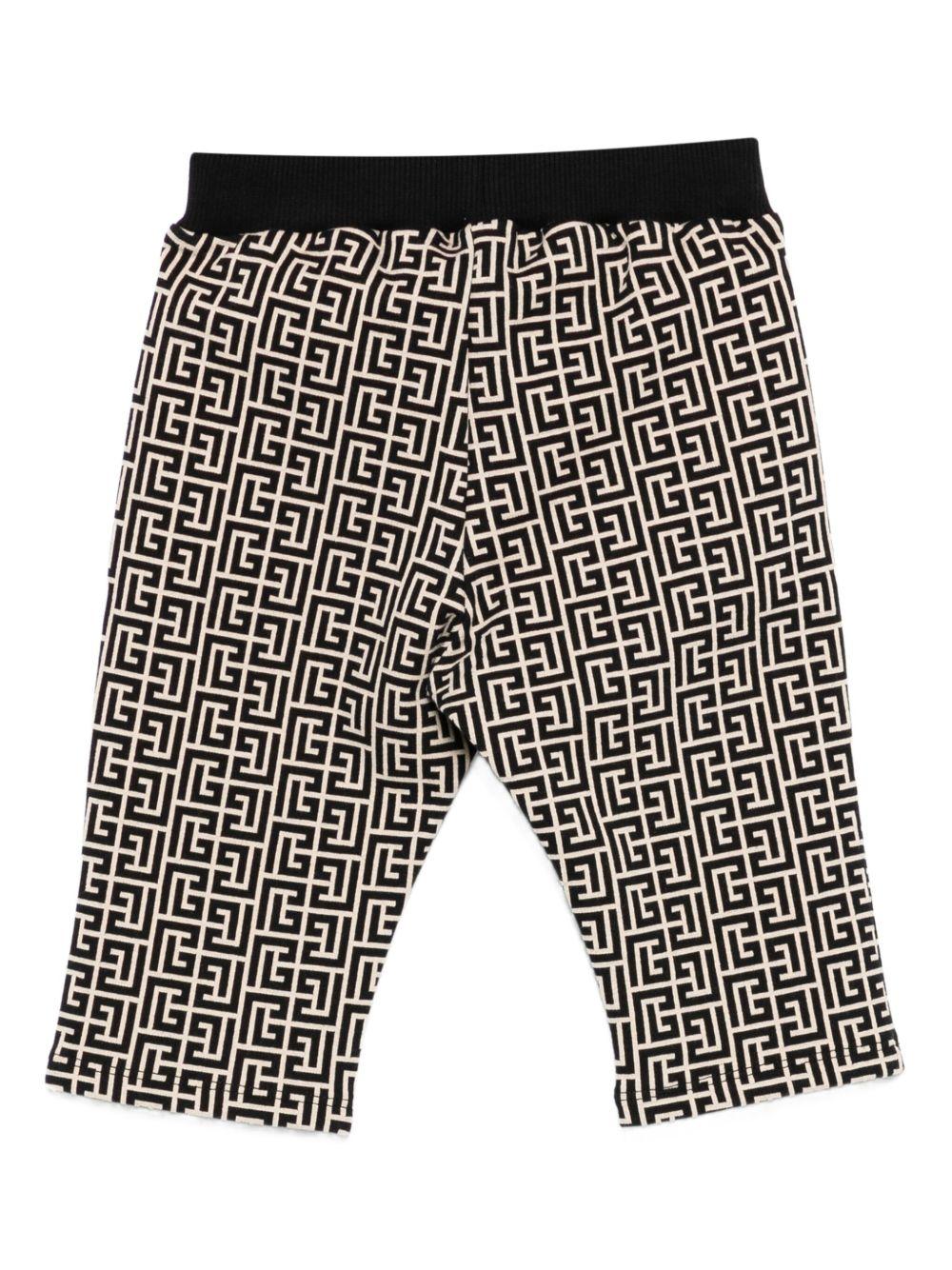 Pantaloni Beige con Monogramma e Vita Elasticizzata BX6510Z2411 106NE BALMAIN KIDS 