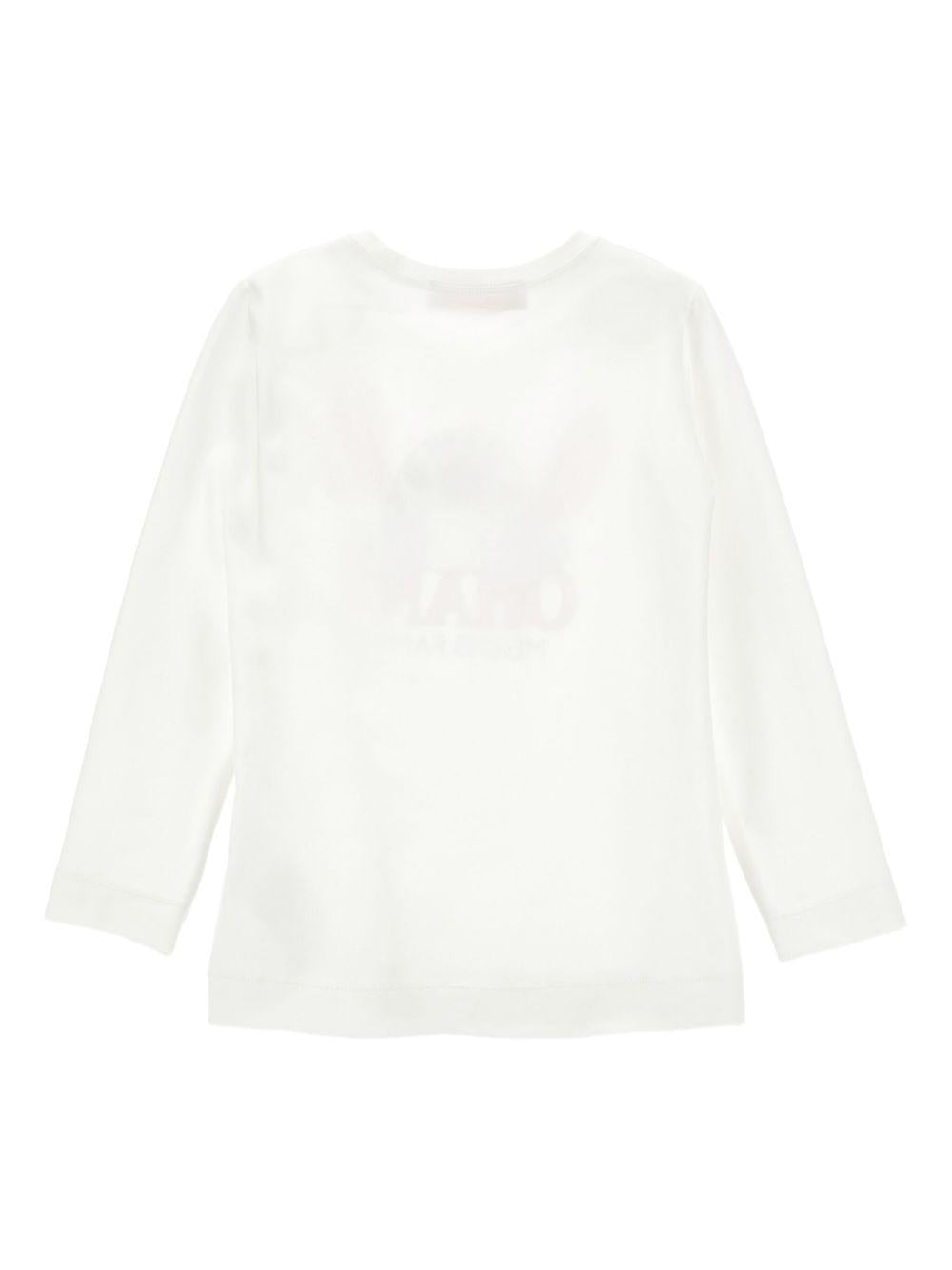 T-shirt Bianca con Stampa Ohana means family 19F6186013 0001 MONNALISA KIDS 
