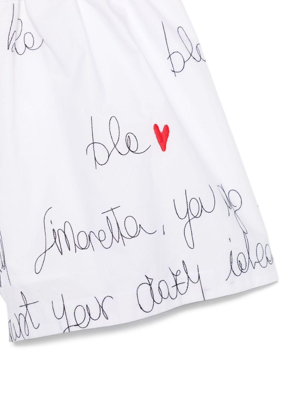 Short bianco slogan ricamato