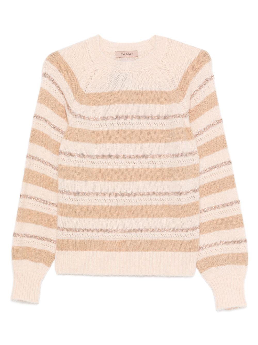 Maglione a Righe con Lurex e Maniche Raglan 252TT3071 13009 TWINSET 