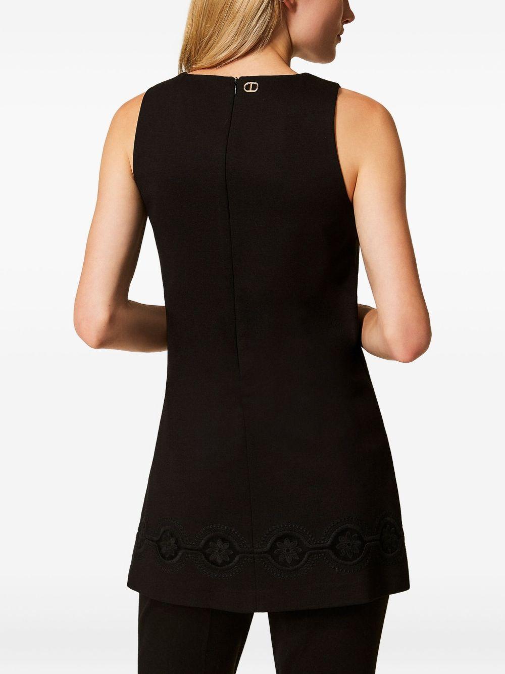 Tunica Donna Nera con Ricamo a Fiori 252TP2103 00006 TWINSET 