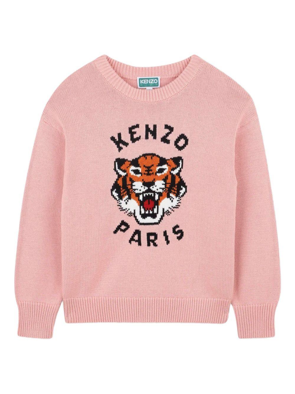 Maglione con Motivo Tiger Head e Finiture a Coste K61334 47H KENZO KIDS 
