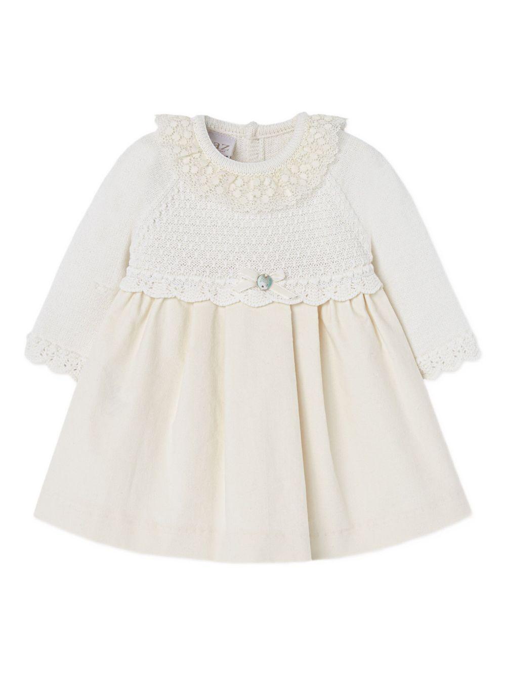 Set panna con abito e colletto in maglia 104112838 60H56 PAZ RODRIGUEZ KIDS 