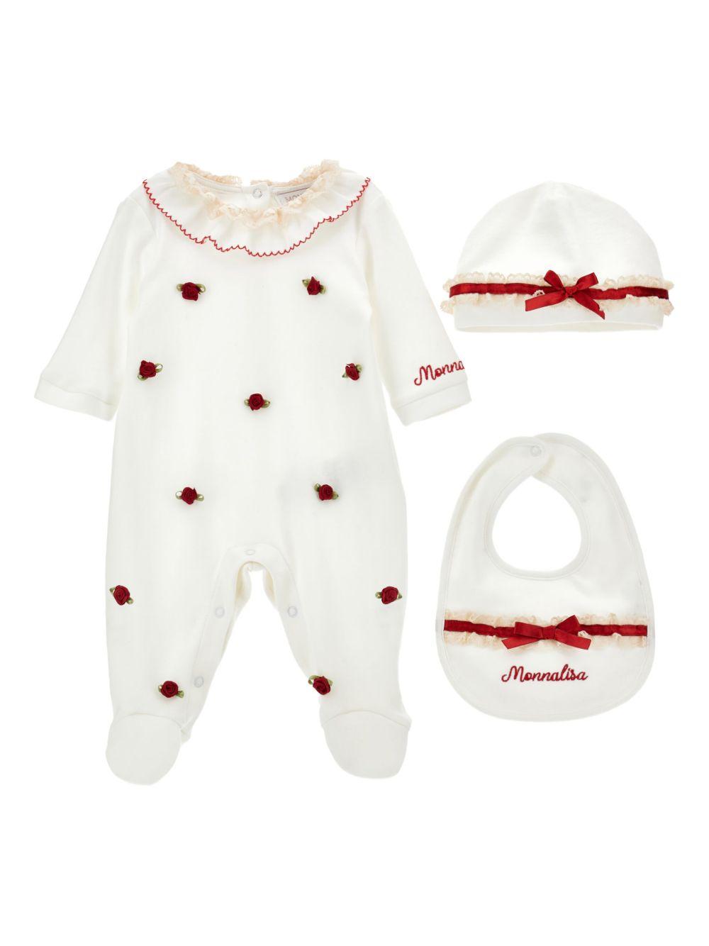 Set Neonato con Applicazione a Fiori 35F5116000 0143 MONNALISA KIDS 