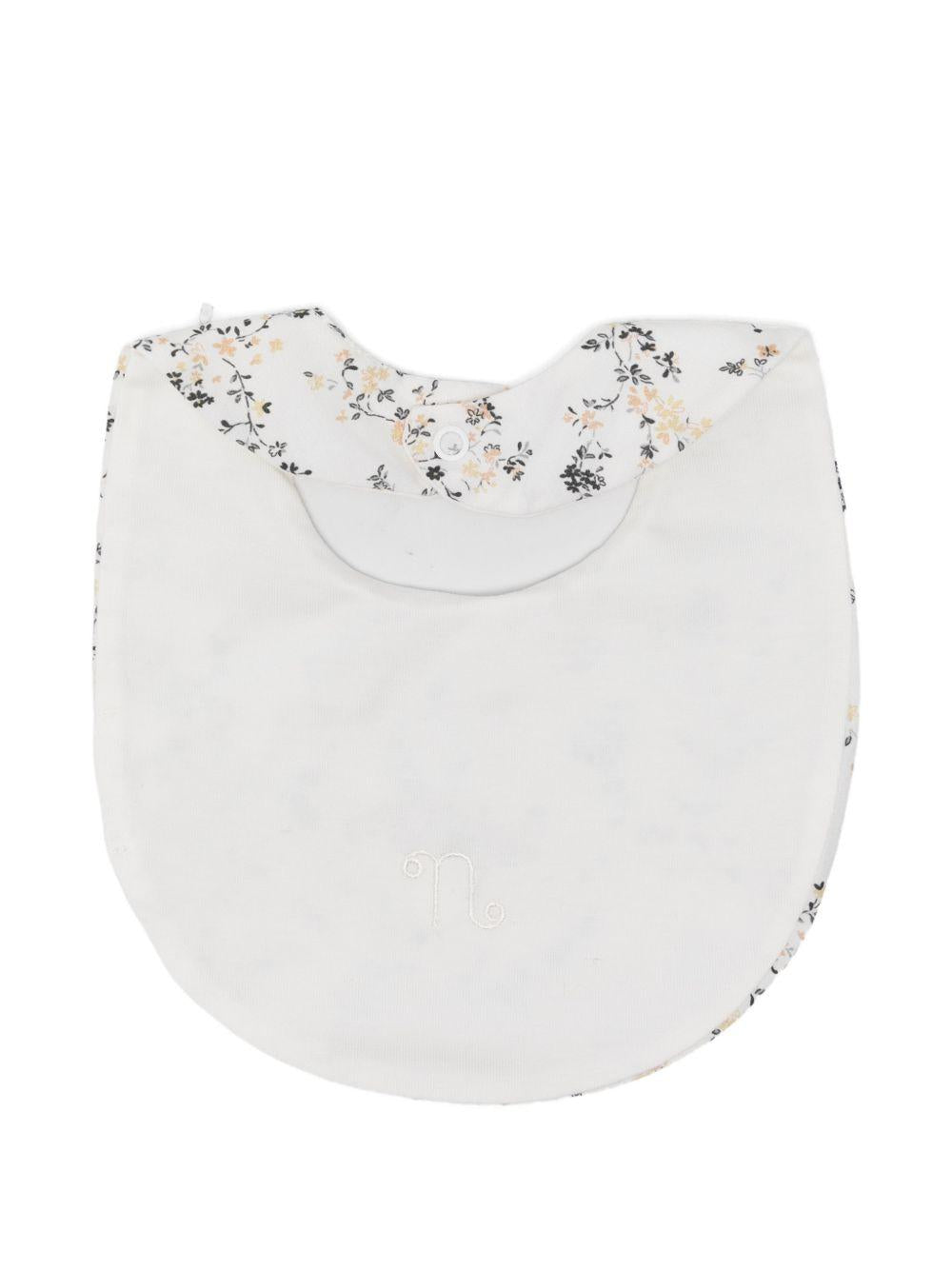 Bavaglino in cotone con stampa floreale E26414 OFFWHITE NANAN KIDS 