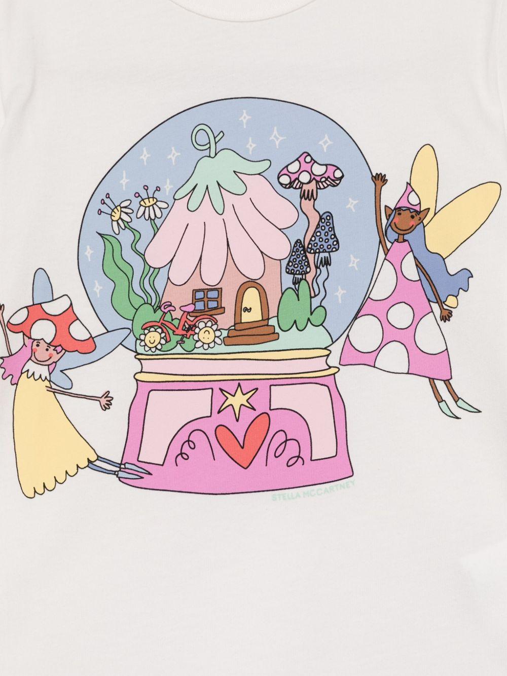 T-shirt avorio stampa frotale con fatine