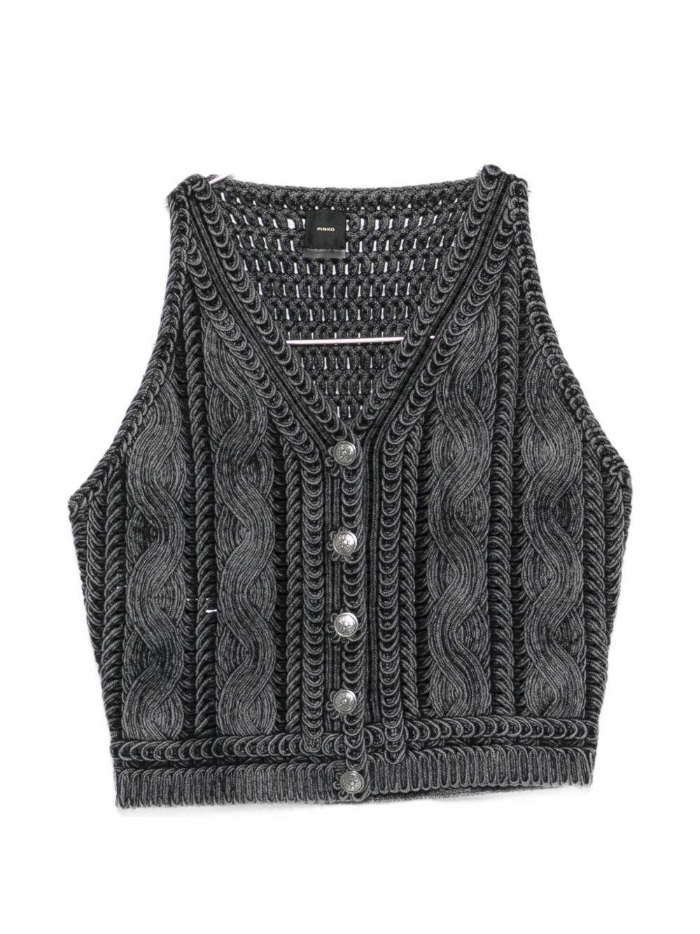 Gilet in cotone a trecce con bottoni 106859A3BA I91 PINKO 