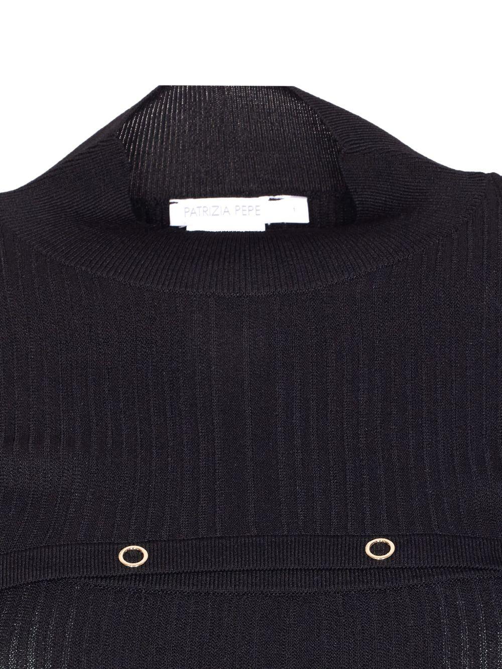 Top nero a coste con bottoni oro 8K0329K280 K103 PATRIZIA PEPE 