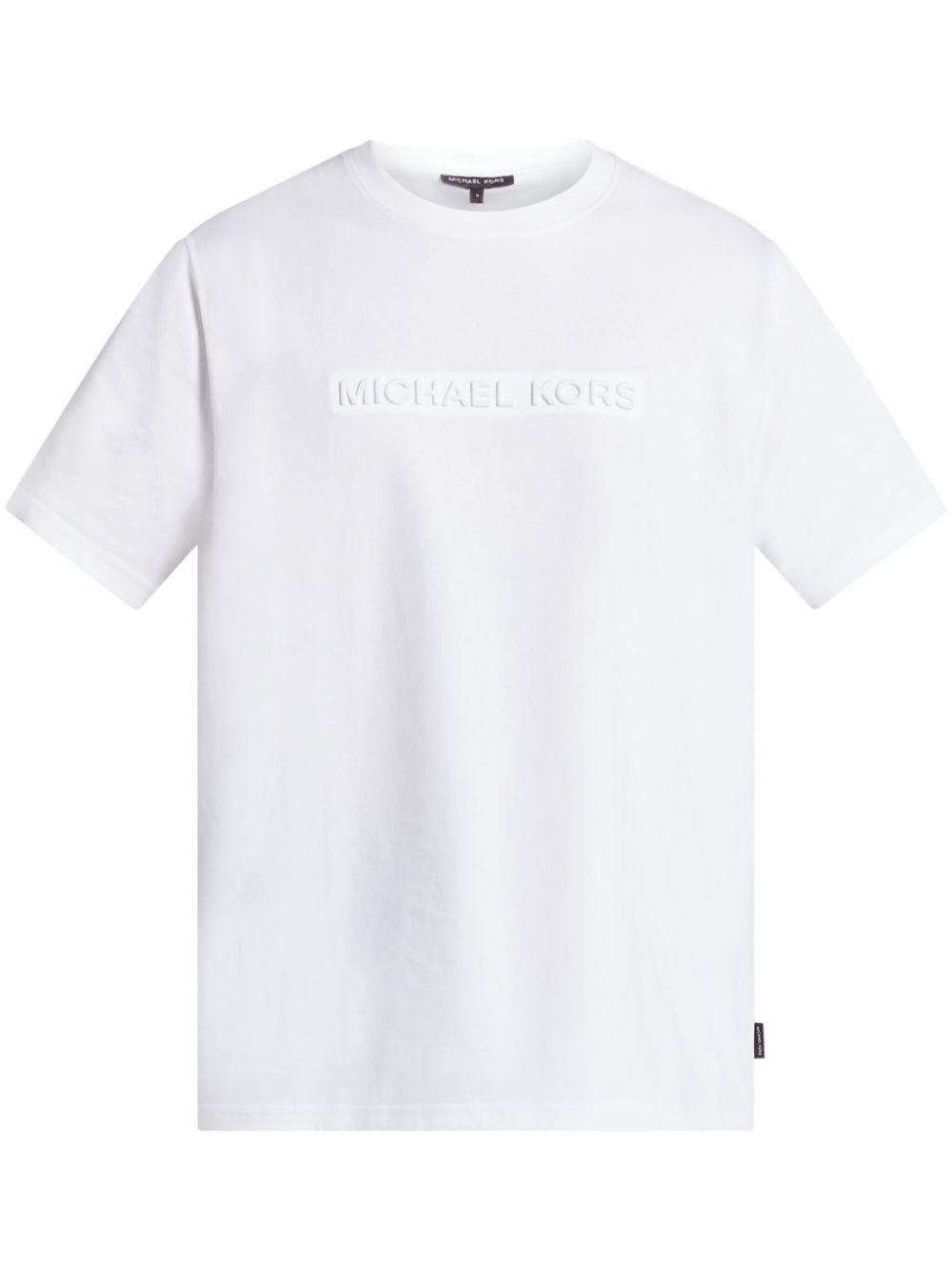 T-shirt bianca logo rilievo