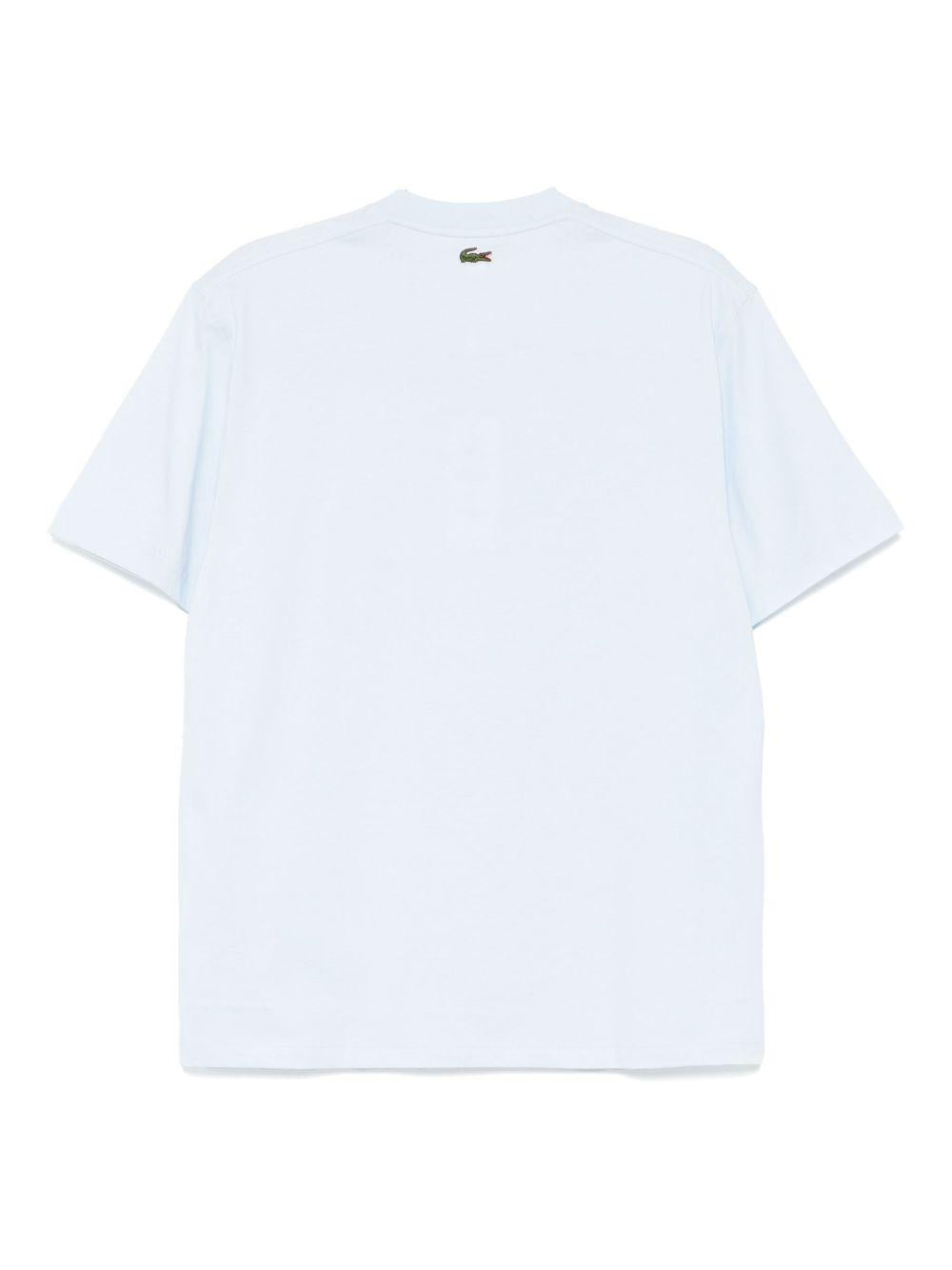 T-shiert celeste stampa logo centrale TH2739 T01 LACOSTE 