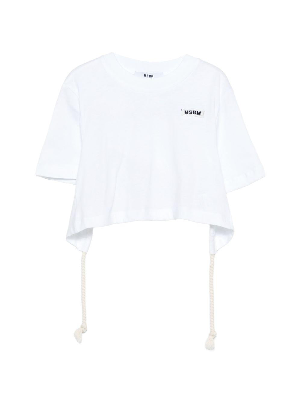 T-shirt con lacci laterali S6MSJGTH179 001 MSGM KIDS 