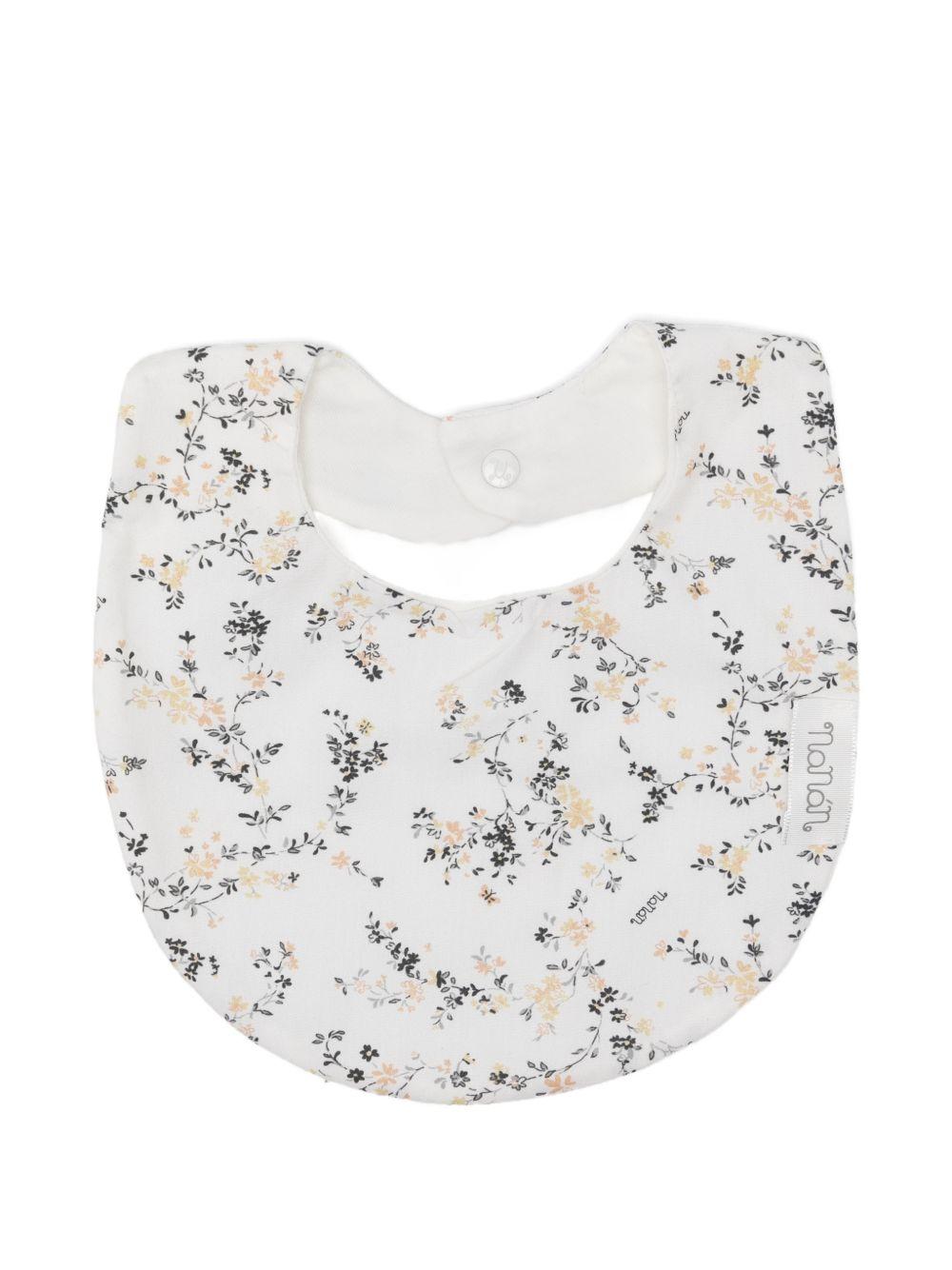 Bavaglino in cotone con stampa floreale E26414 OFFWHITE NANAN KIDS 