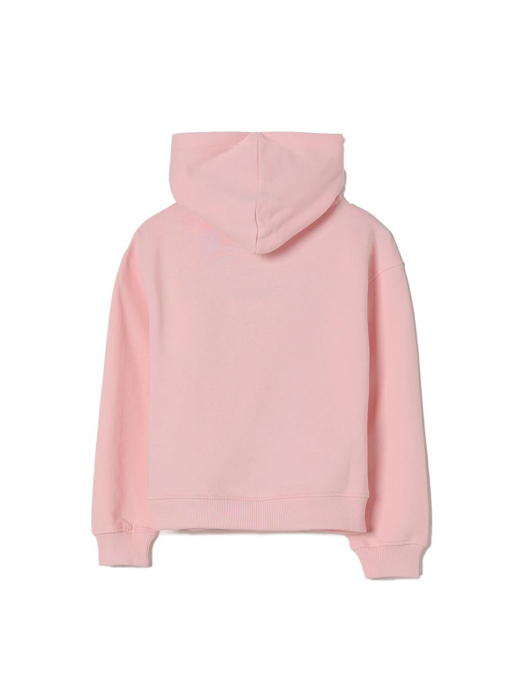Felpa rosa chiaro logo lettering e teddy