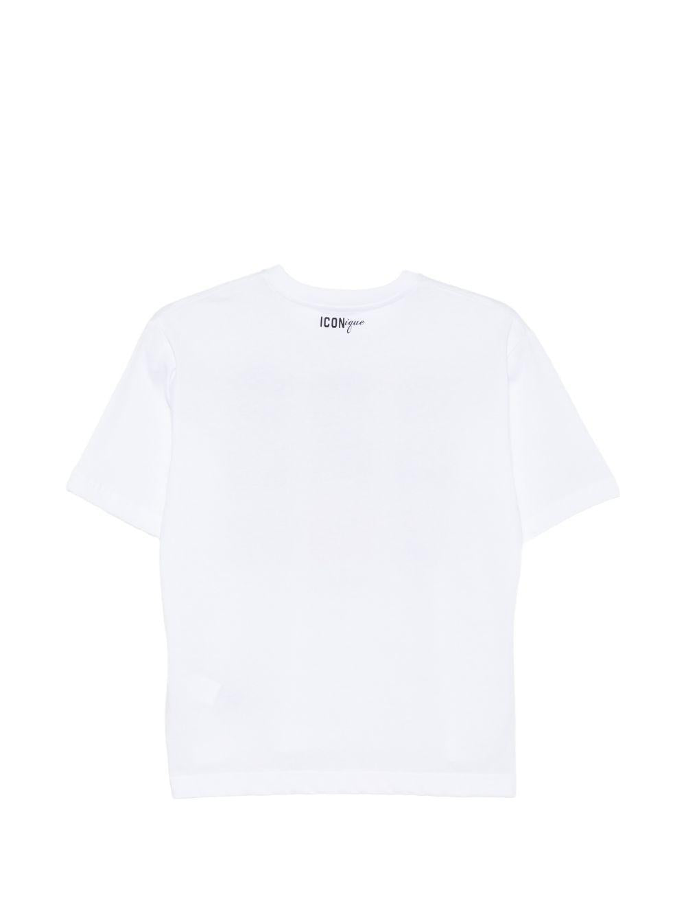T-shirt girocollo in cotone con stampa DQ3386D0AG7 DQ100 DSQUARED KIDS 