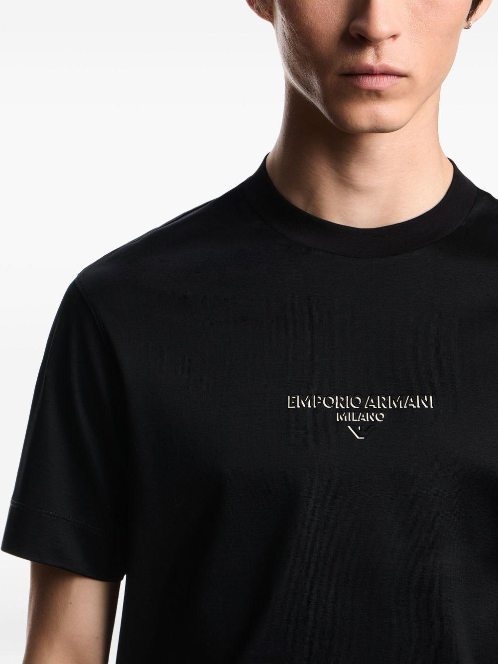 T-shirt nera con ricamo del logo EM002838AF10761 UC001 EMPORIO ARMANI 