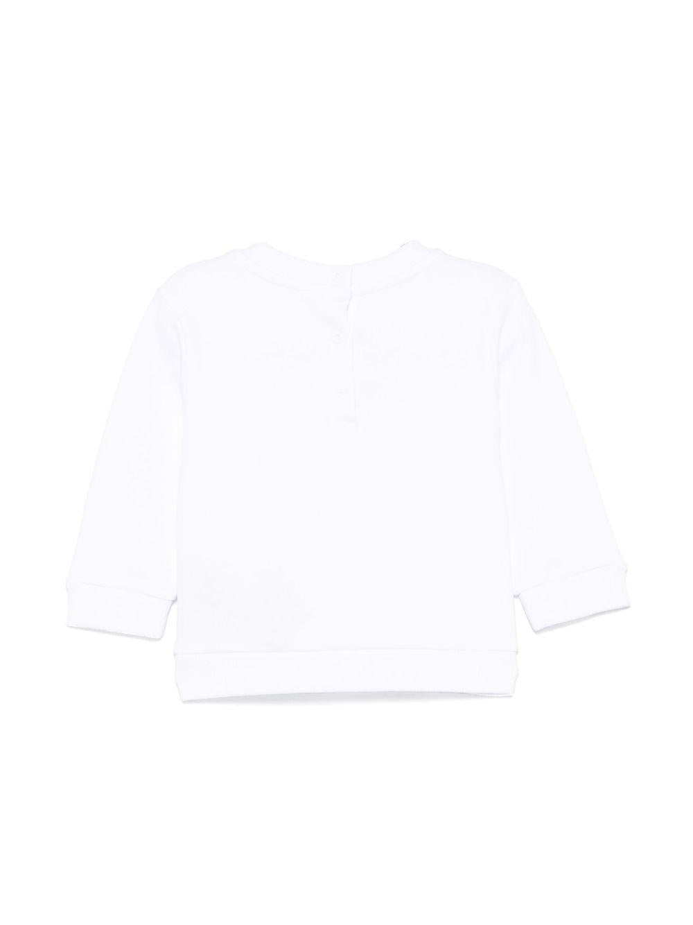 Felpa bianca logo ricamo multicolor neonata