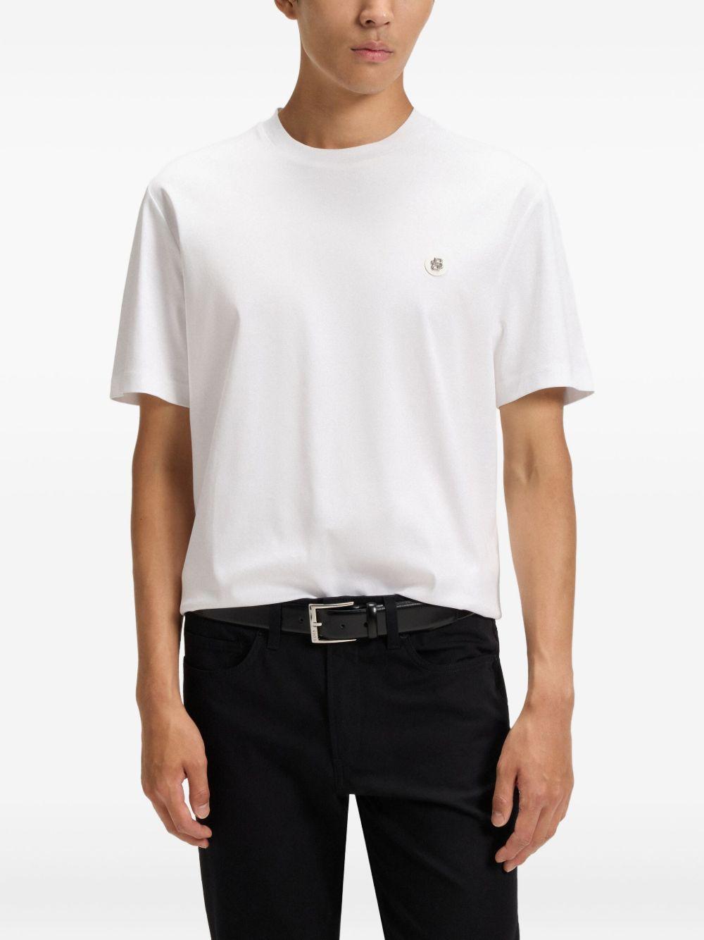 T-shirt Bianca in Cotone Mercerizzato 50520298 103 BOSS 