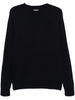 Maglione blu con pofili sottili a contrasto lana