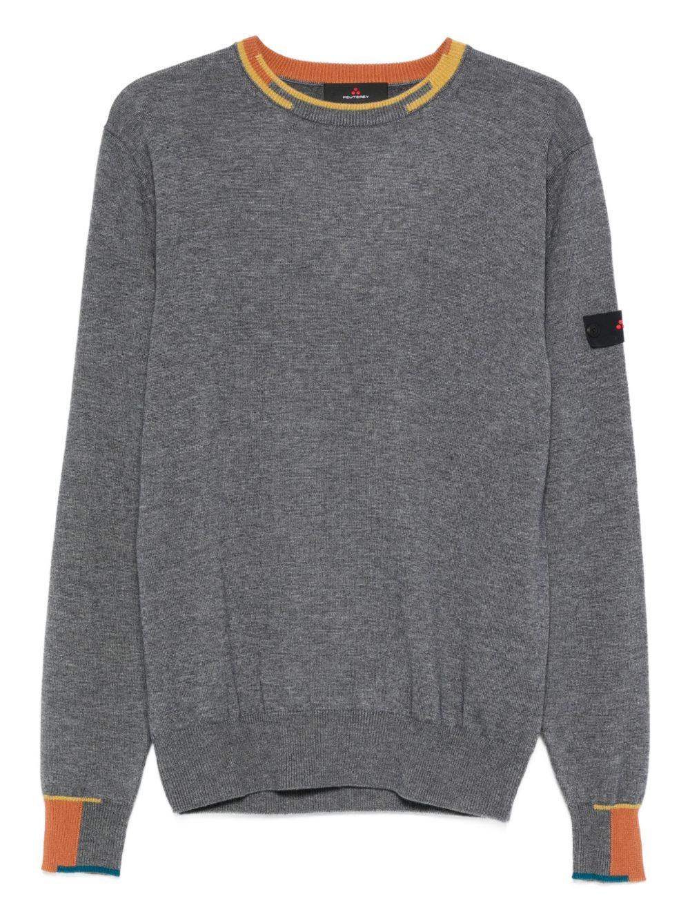 Maglione grigio Marlon 04 a collo giro con polsini a coste PEU569399011947 777MG PEUTEREY 