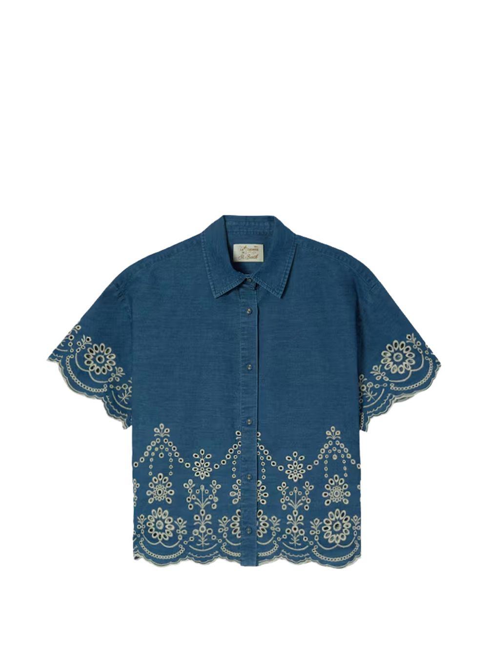 Camicia in denim con ricami a contrasto CEM0001 00473L MC2 SAINT BARTH 