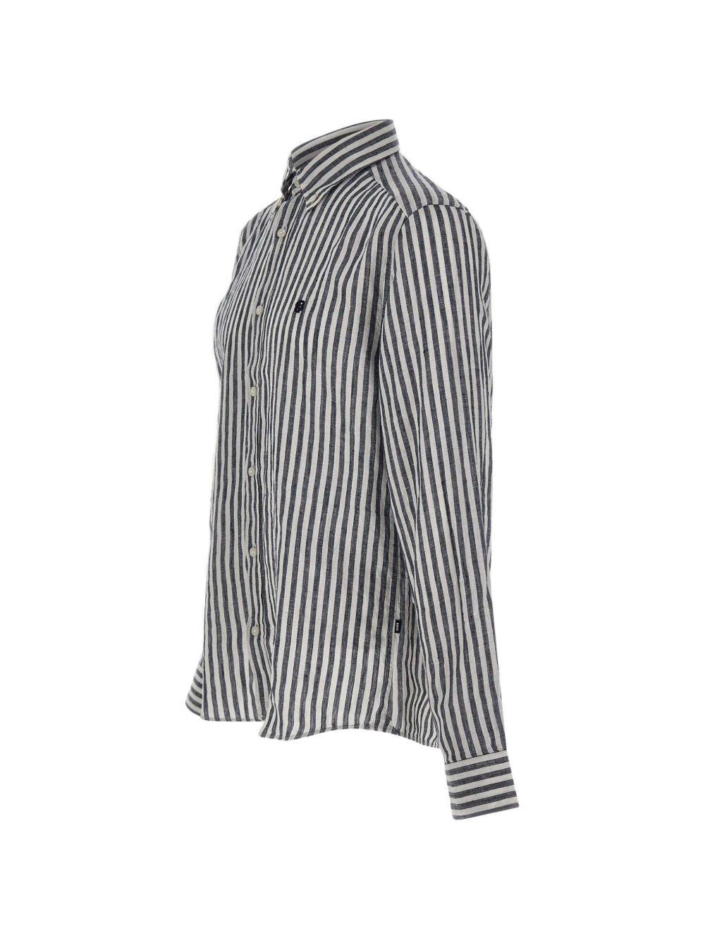 Camicia in lino a righe 50560595 404 BOSS 