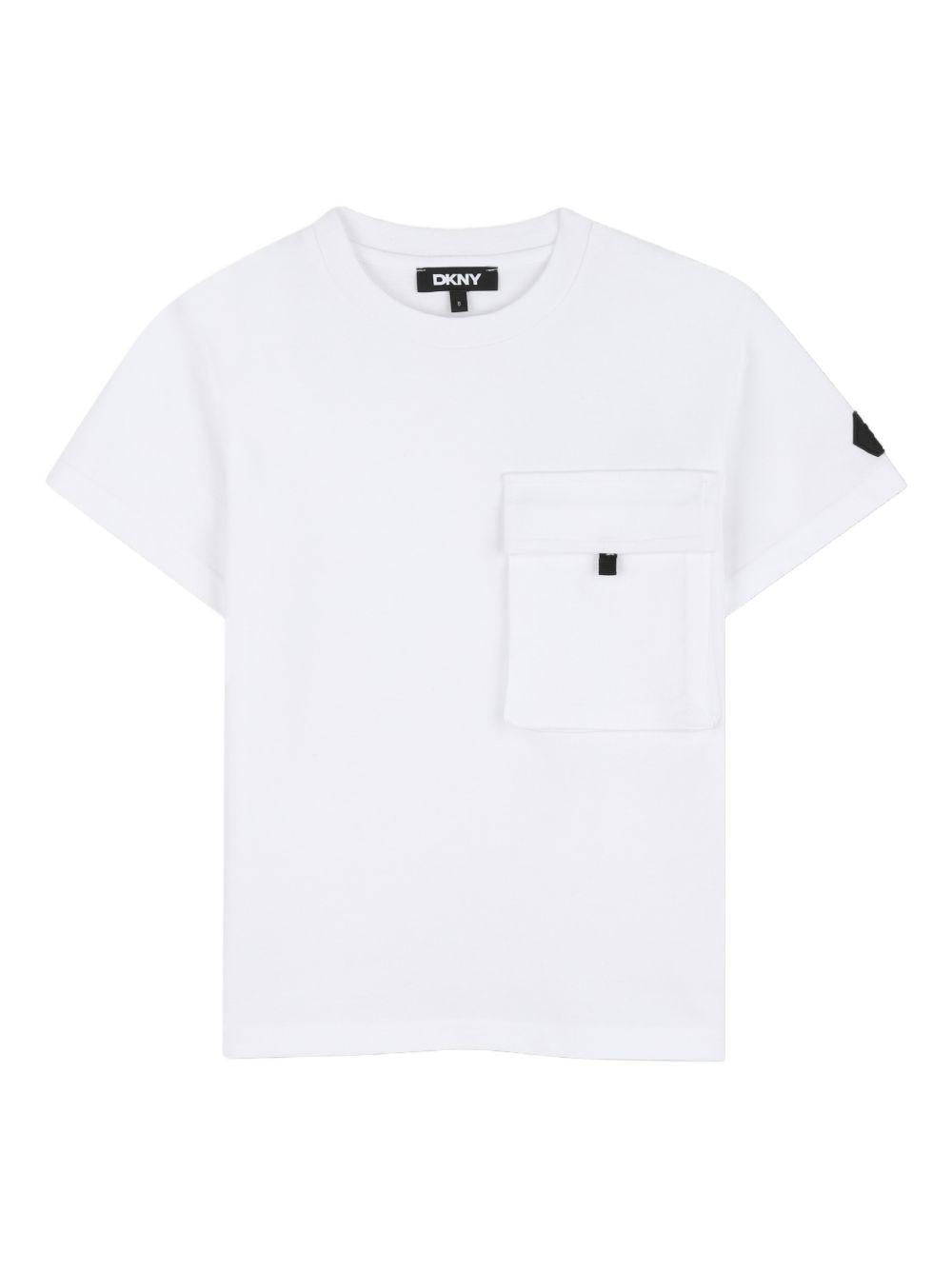 T-shirt in jersey con taschino D62545 10P DKNY KIDS 