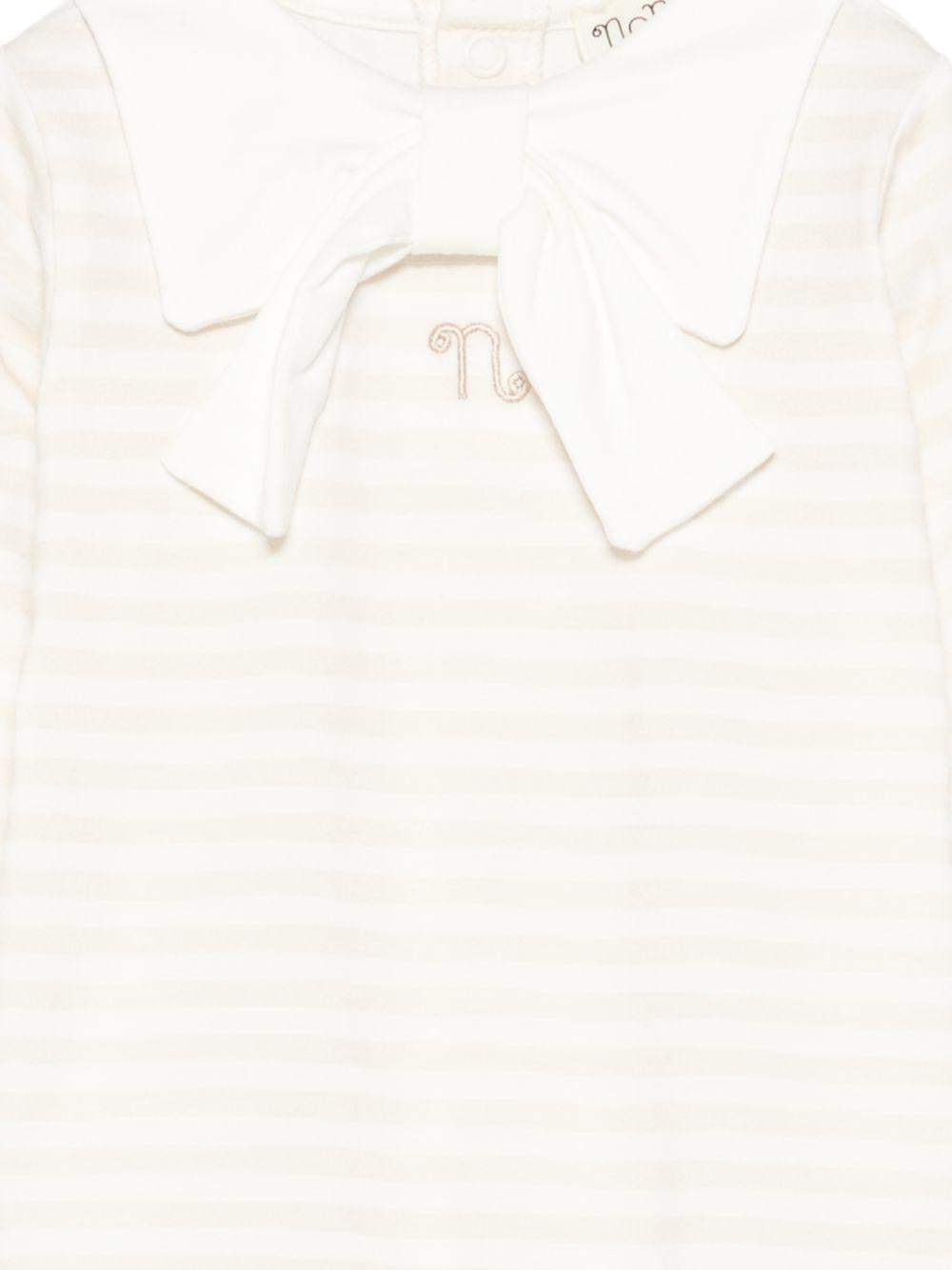 Tutina rigata con fiocco in cotone E26400 BEIGE NANAN KIDS 