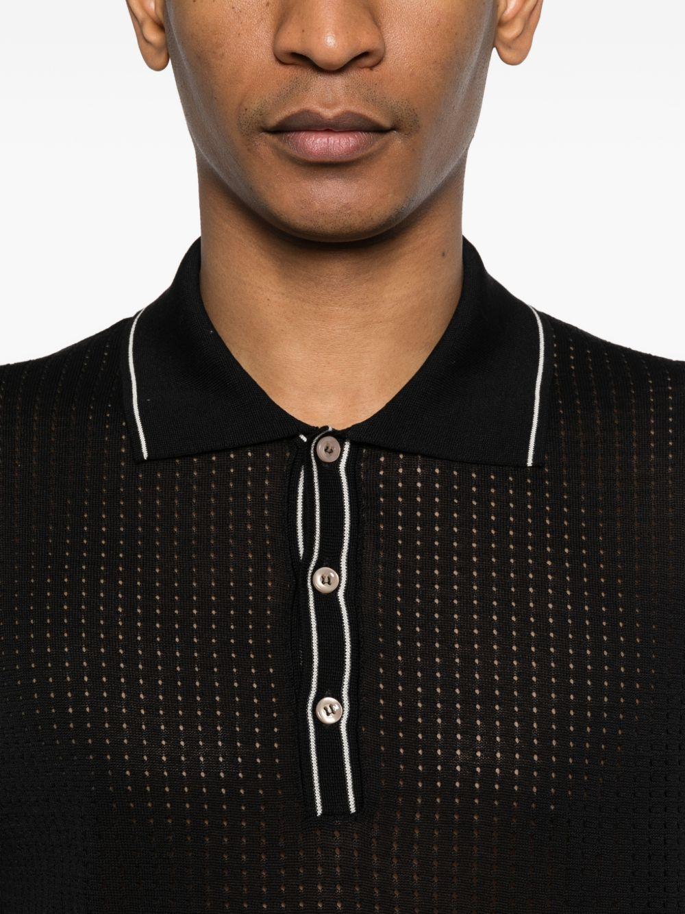 Polo in cotone con ricami traforati HILLPWE2609 NERO TAGLIATORE 