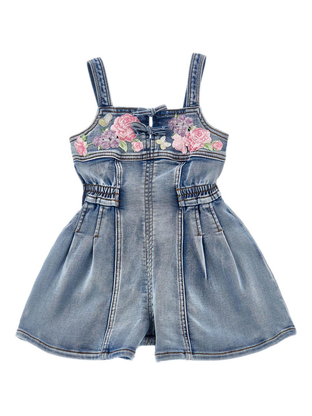 Tuta in denim con ricami floreali 19G2007015 055B MONNALISA KIDS 