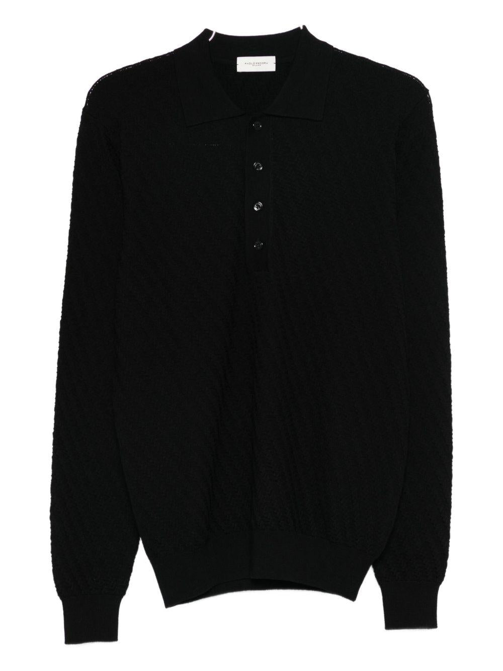 Polo nera jacquard Paolo Pecora A032F009 9000 PAOLO PECORA 