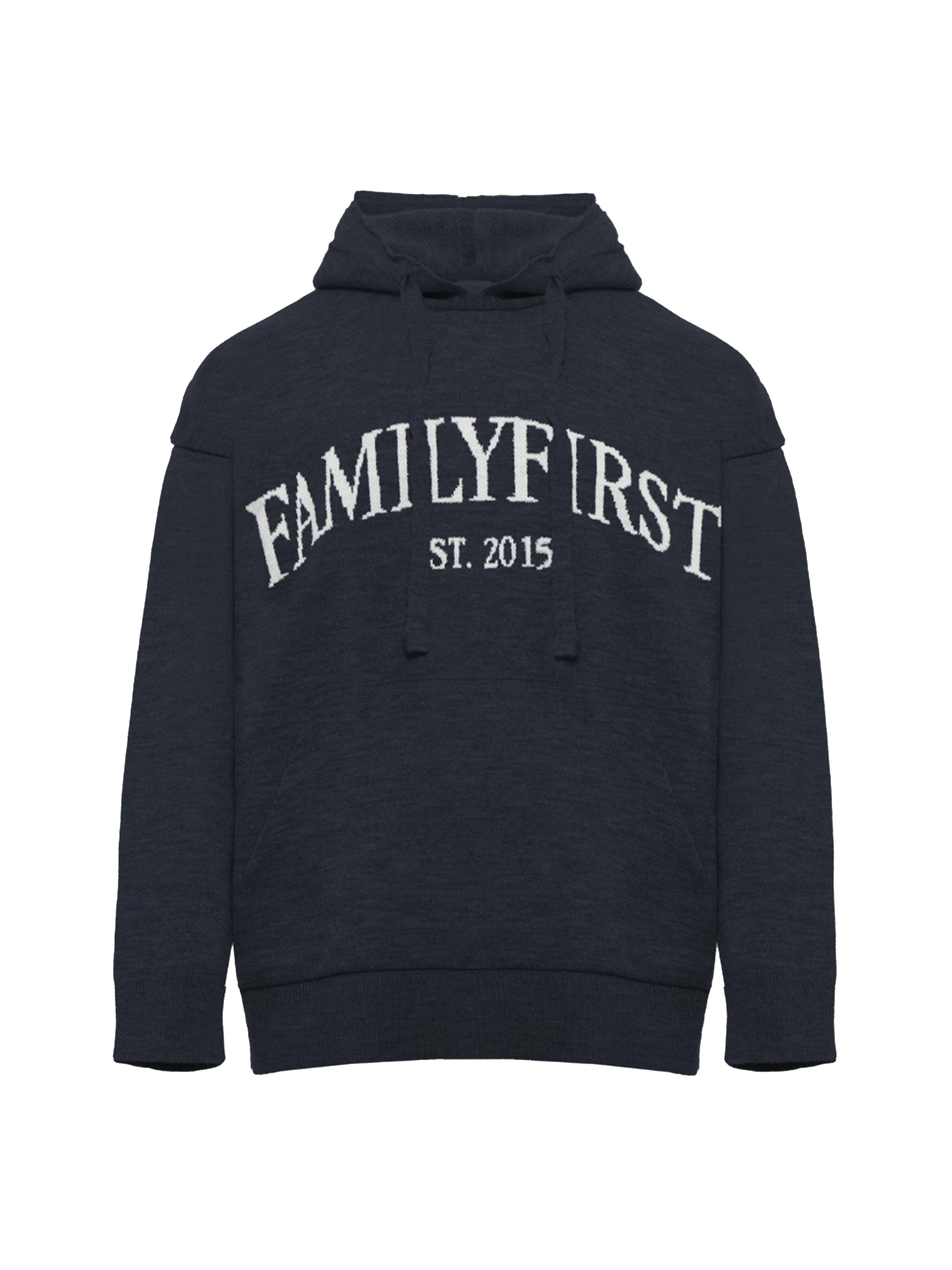 Felpa blu in maglia logo ricamo SWF2416 DARK BLUE FAMILY FIRST MILANO 