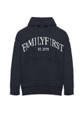 Blue knitted sweatshirt with embroidery logo