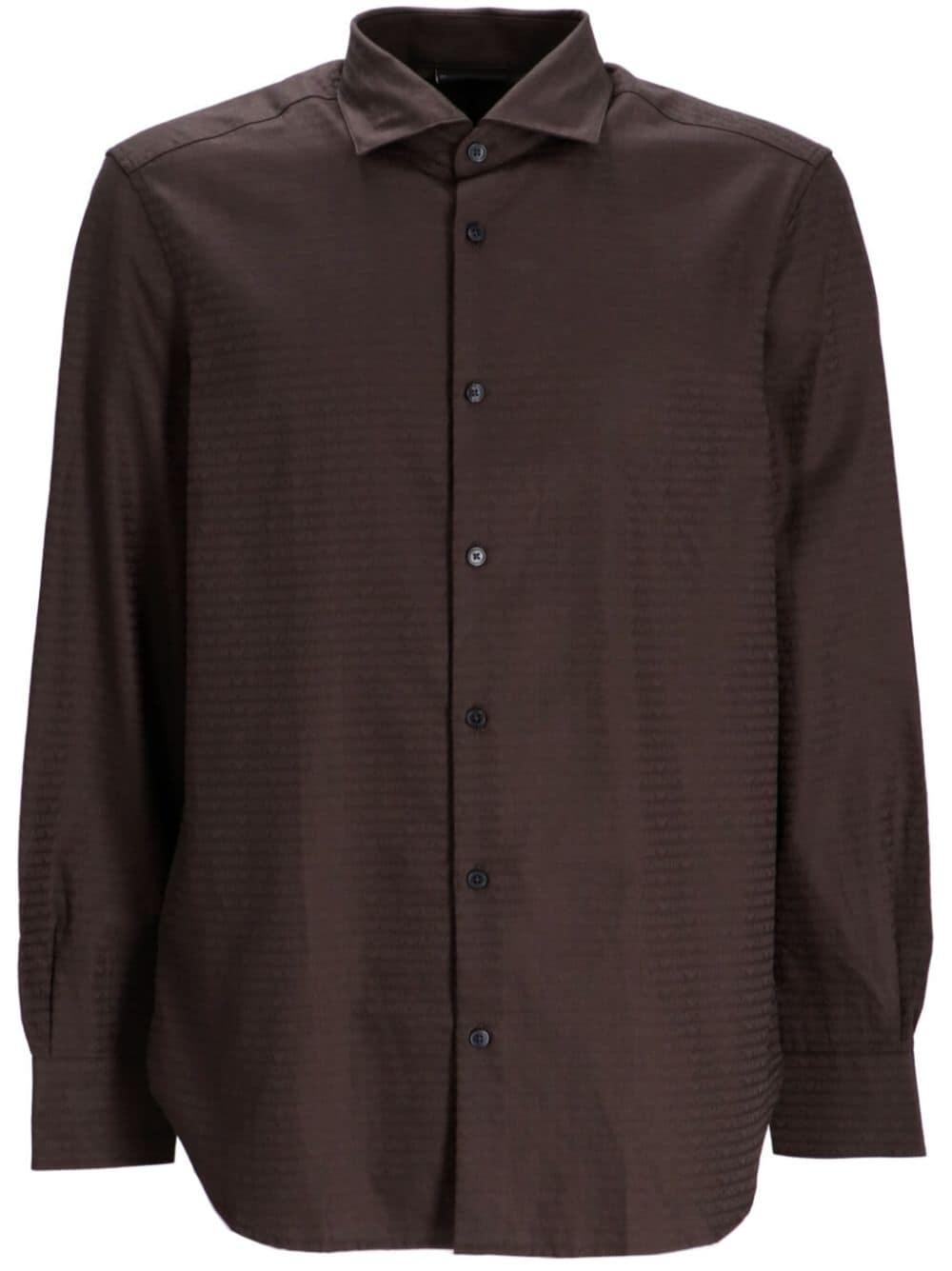 Camicia marrone mini logo all-over