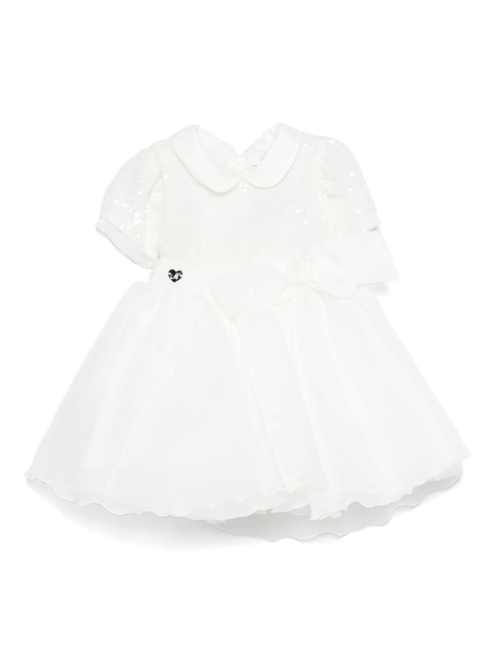 Abito bianco paillettes e tulle noenata 73E9035111 0001 MONNALISA KIDS 
