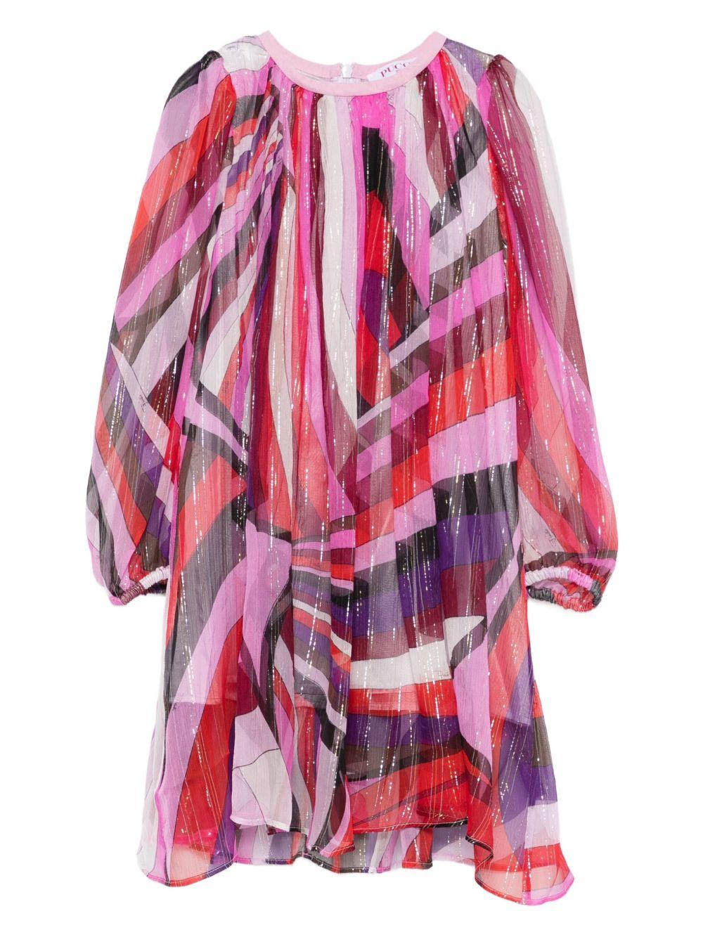 Abito a Maniche Lunghe con Stampa Orchid PX1A90K0255 513RO EMILIO PUCCI KIDS 