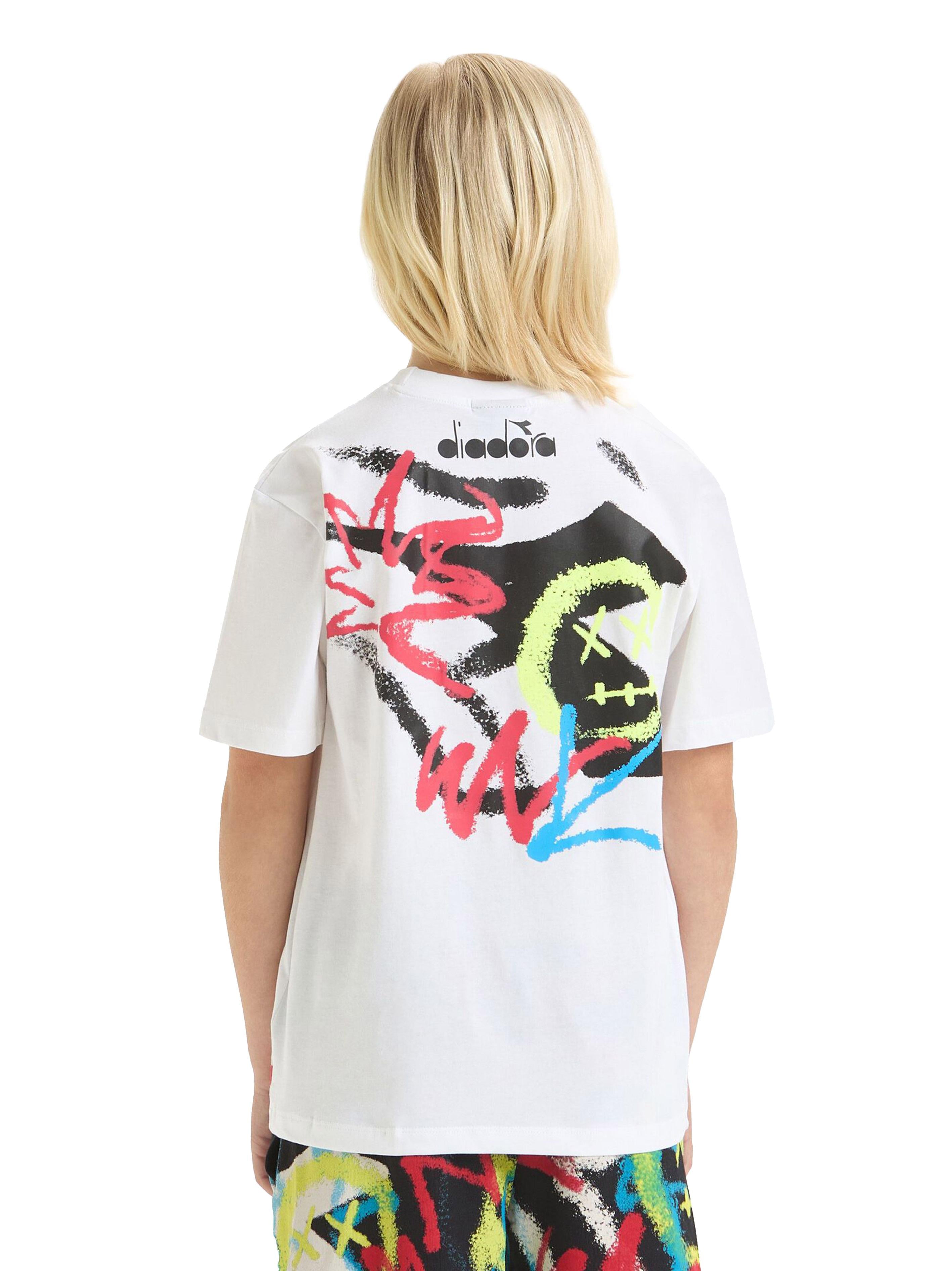 T-shirt bianca logo graffito girovita