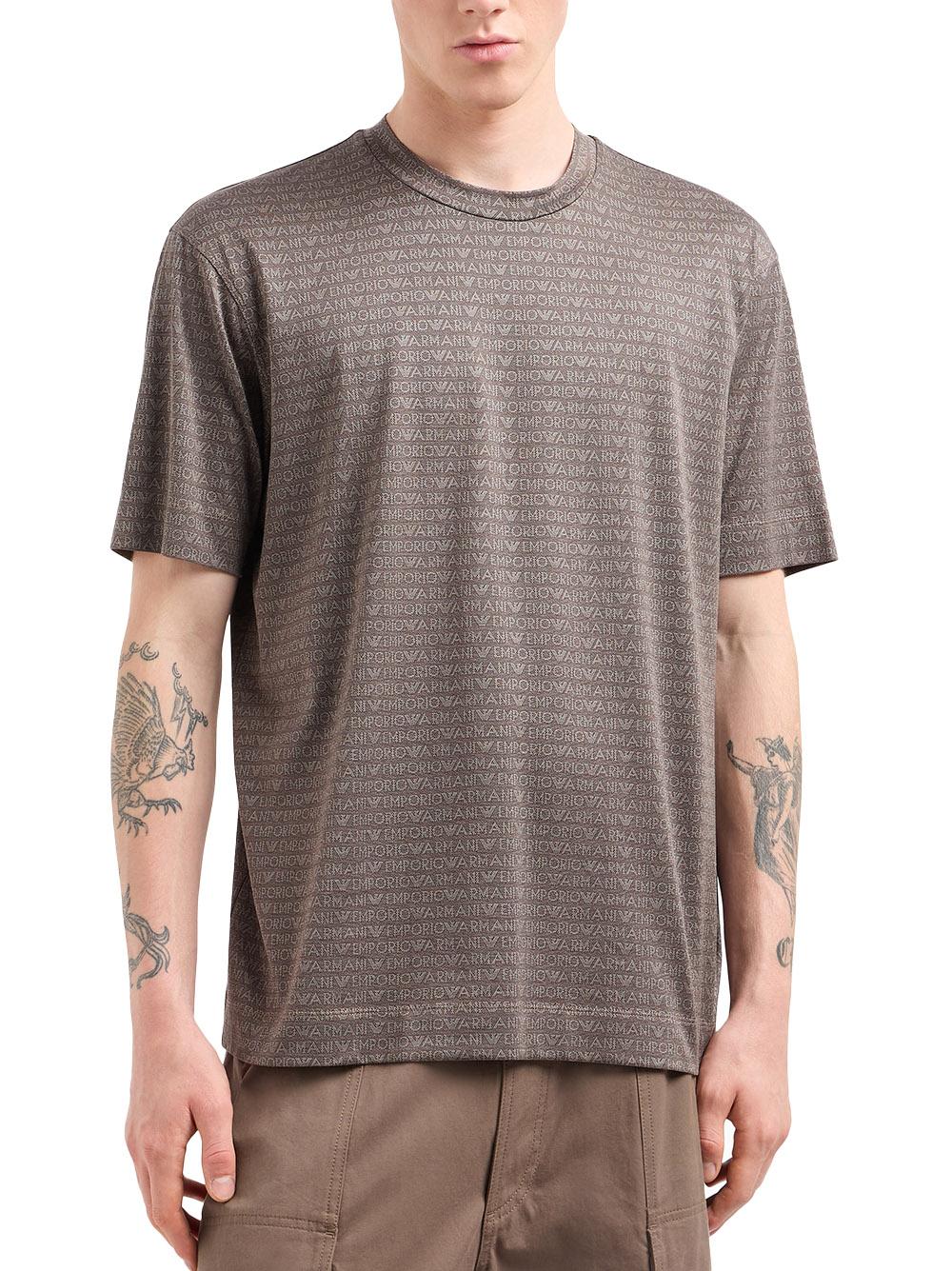 T-shirt marrone logo all-over