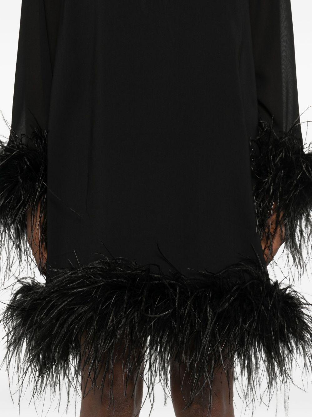 Abito con Maniche Lunghe e Rifinitura di Piume AT122 NERO ALESSANDRO LEGORA 