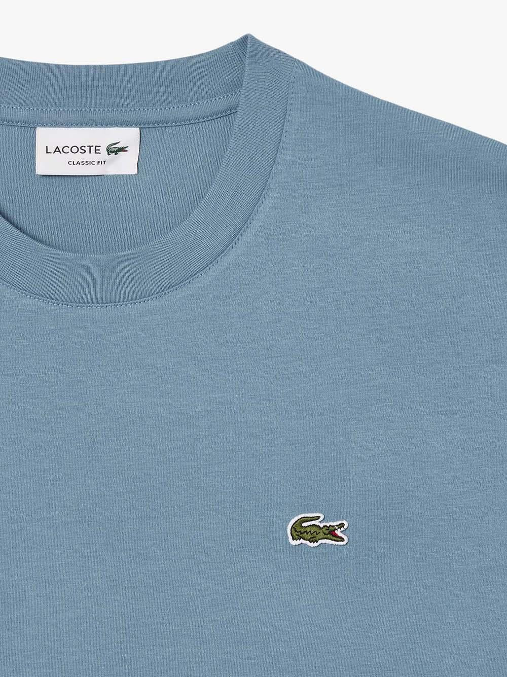 T-shirt azzurra mini logo ricamo TH7318 HD9 LACOSTE 