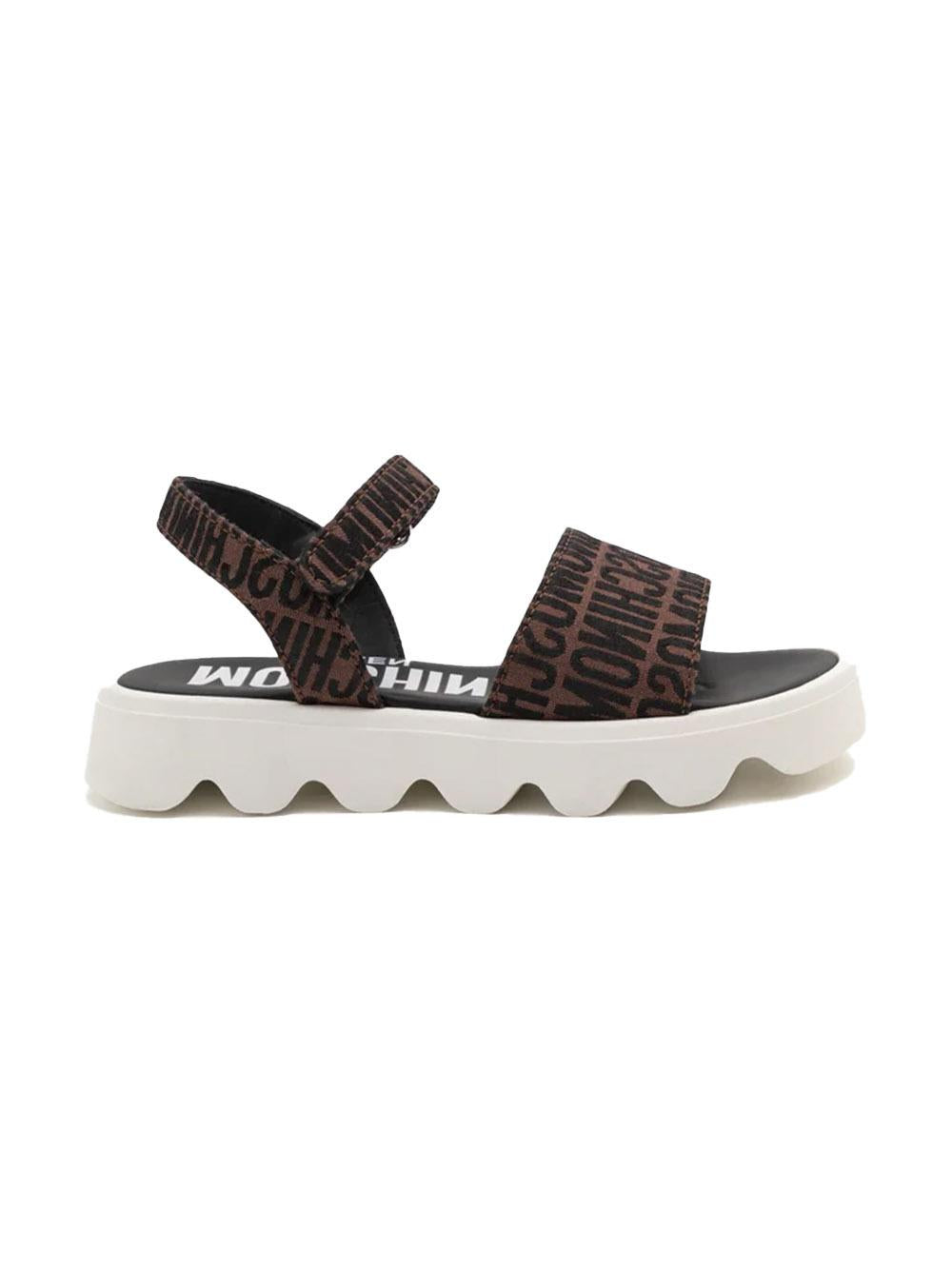 Sandalo marrone logo all-over 80530 01 MOSCHINO KIDS 