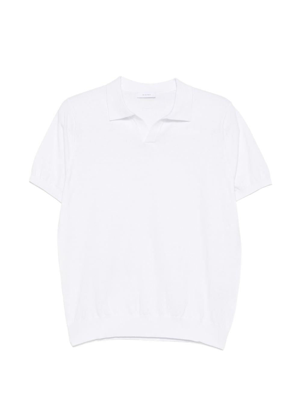 T-shirt polo in cotone scollo a V DK17008 BIANCO DIKTAT 