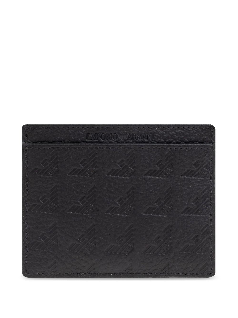 Portacarte nero con design in rilievo e slot per carte EM001740AF14774 UC001 EMPORIO ARMANI 