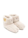 Slippers beige con ricamo orso