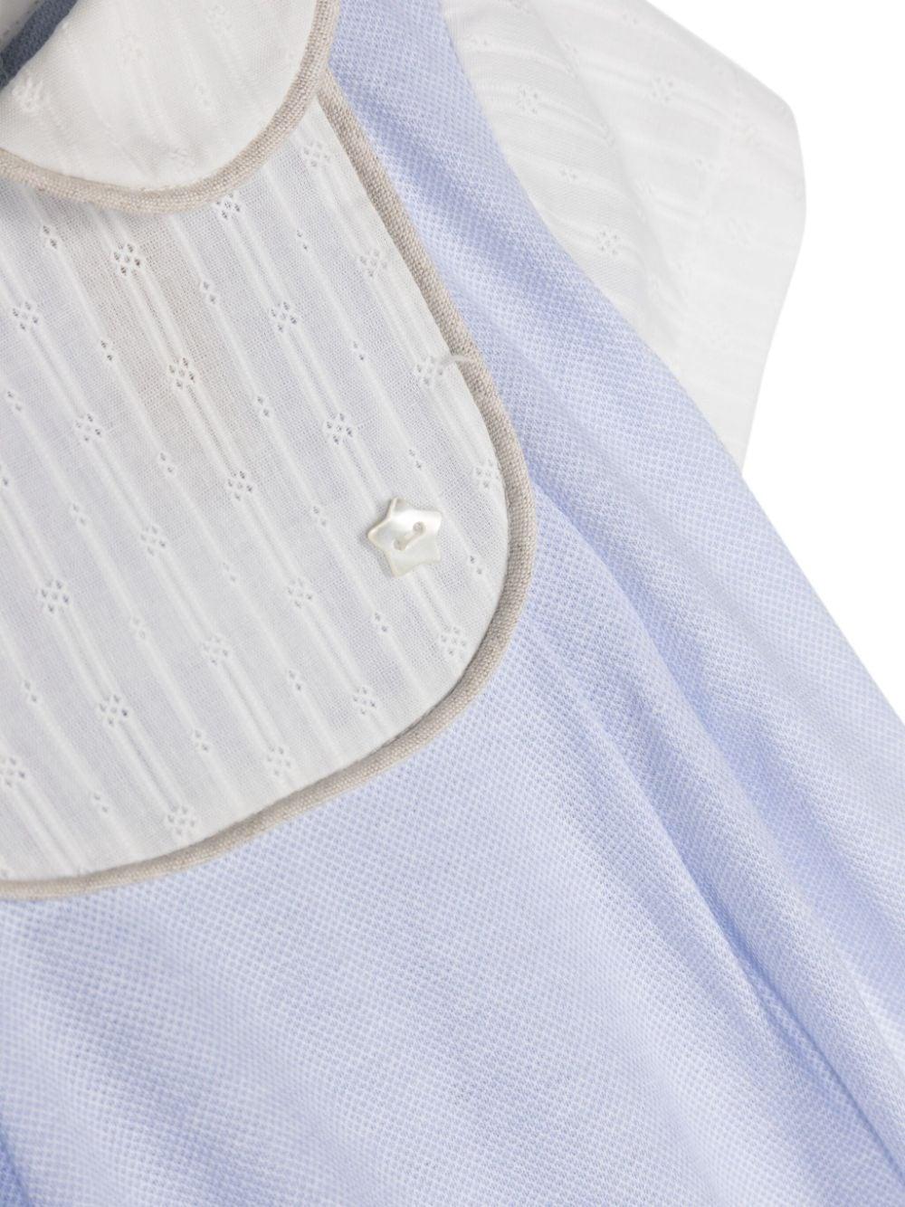Tutina bianco/azzurra neonato a camicia