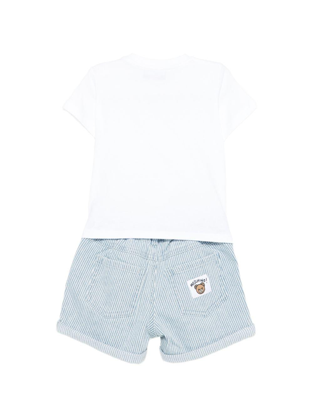 Completo t-shirt e shorts a righe MUG01OLXE63 86816 MOSCHINO KIDS 