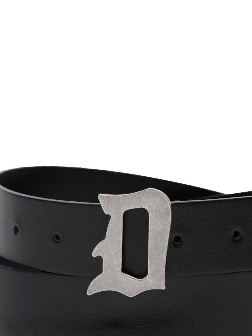 Cintura in Pelle Nera con Fibbia a D XC259PL0546XXX 999 DONDUP 