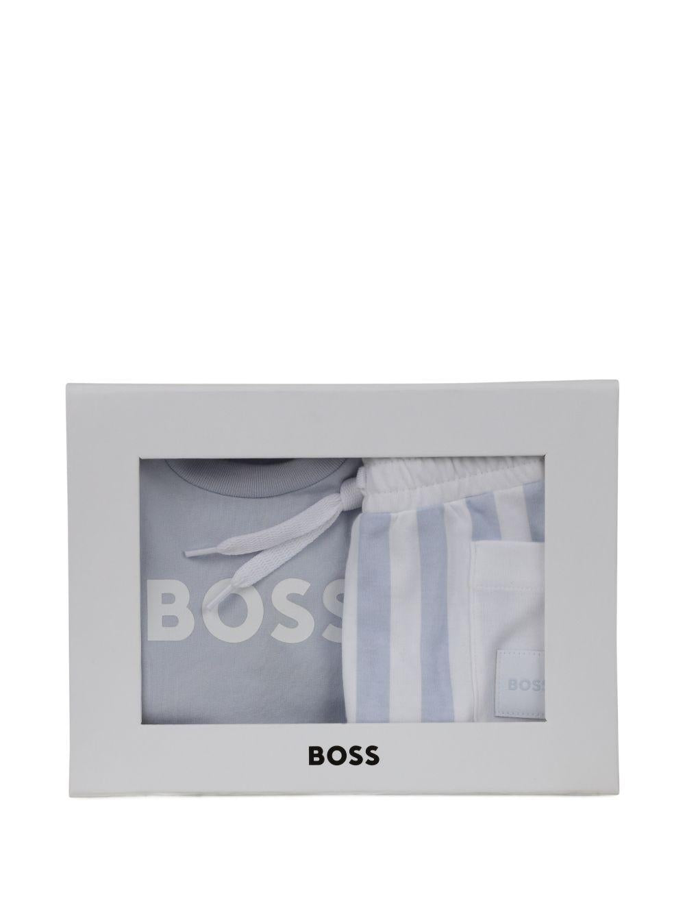 Completo t-shirt e shorts a righe J53048 771 BOSS KIDSWEAR 