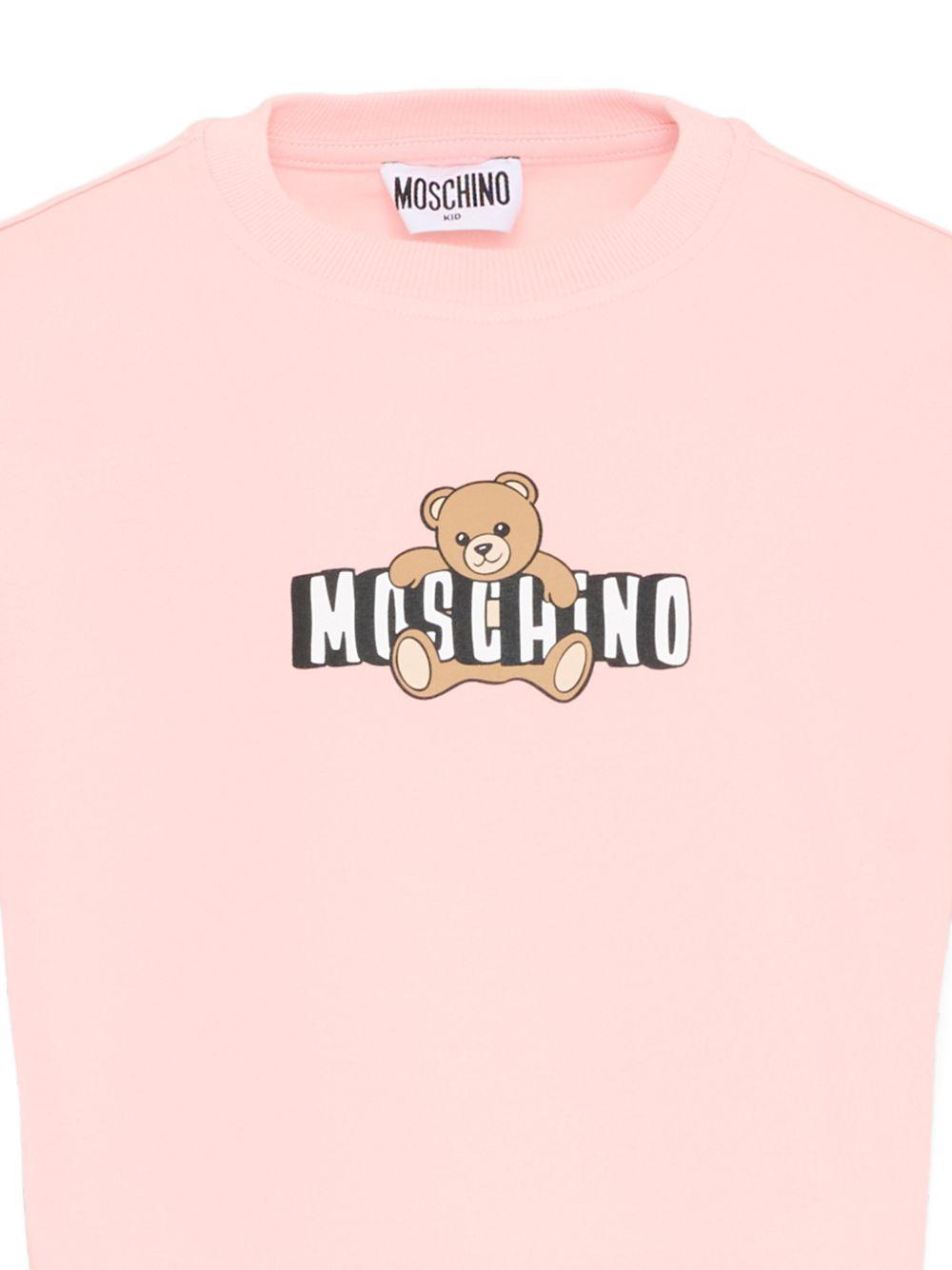 T-shirt in cotone con stampa orsetto HDM072LBA00 50209 MOSCHINO KIDS 