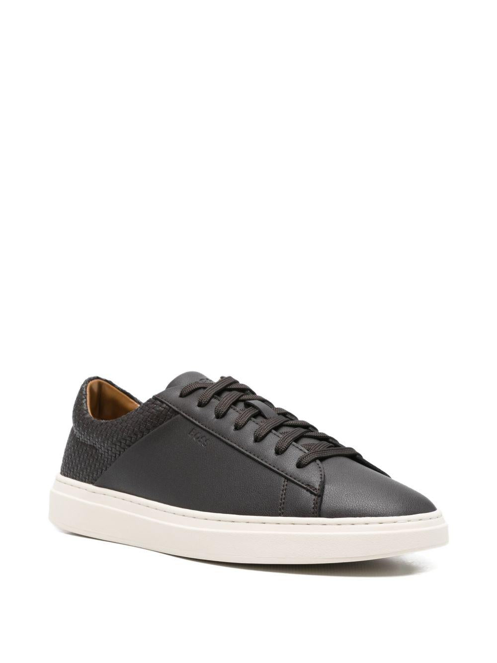 Sneakers in pelle con pannello intrecciato 50563591 207 BOSS 