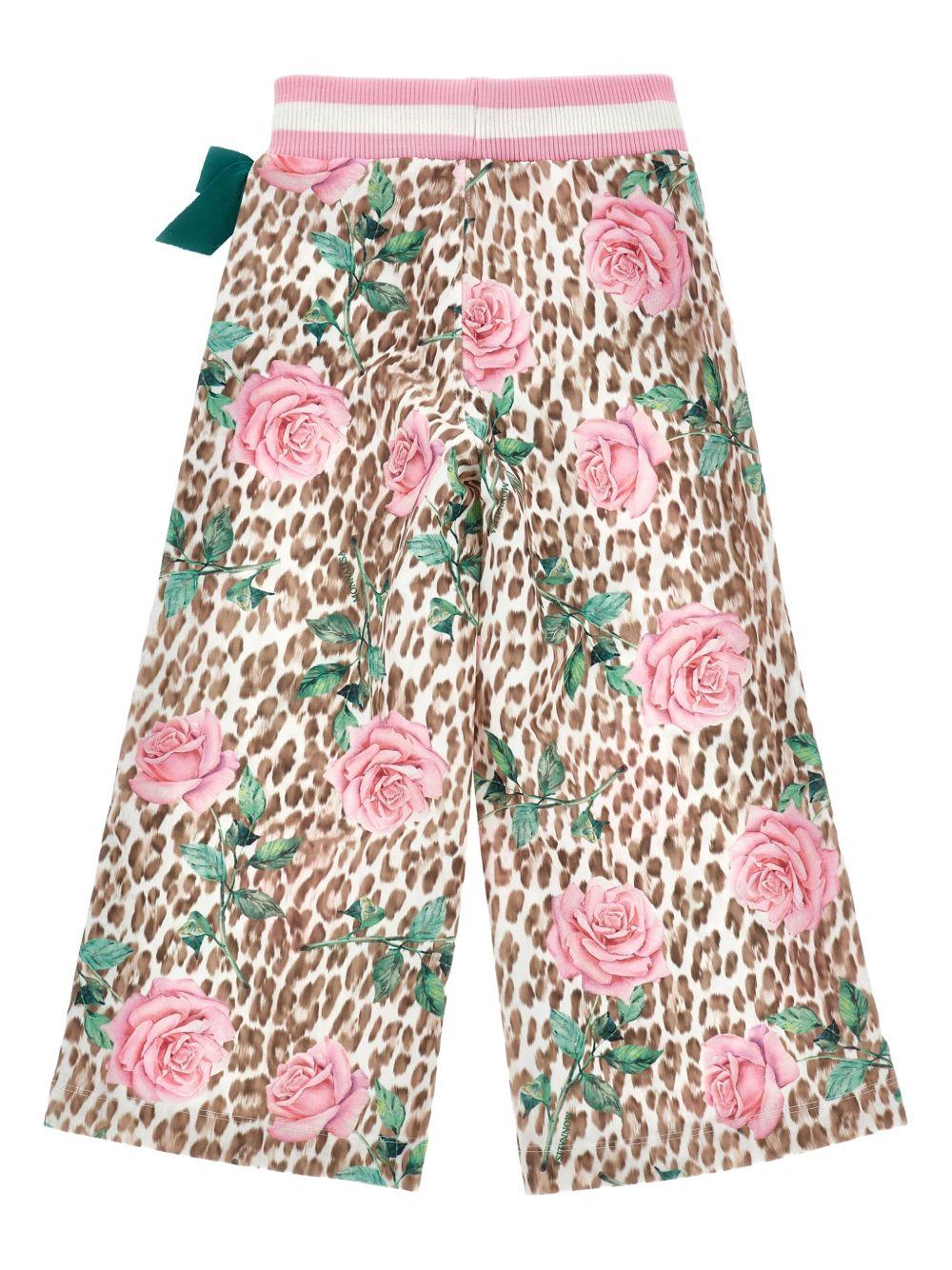 Pantaloni Beige a Gamba Ampia con Stampa 19F4066014 0080 MONNALISA KIDS 